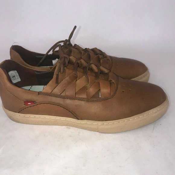 Mens Brown Leather Sneakers Oliberte Dakugo Woven Shoe - Picture 9 of 11